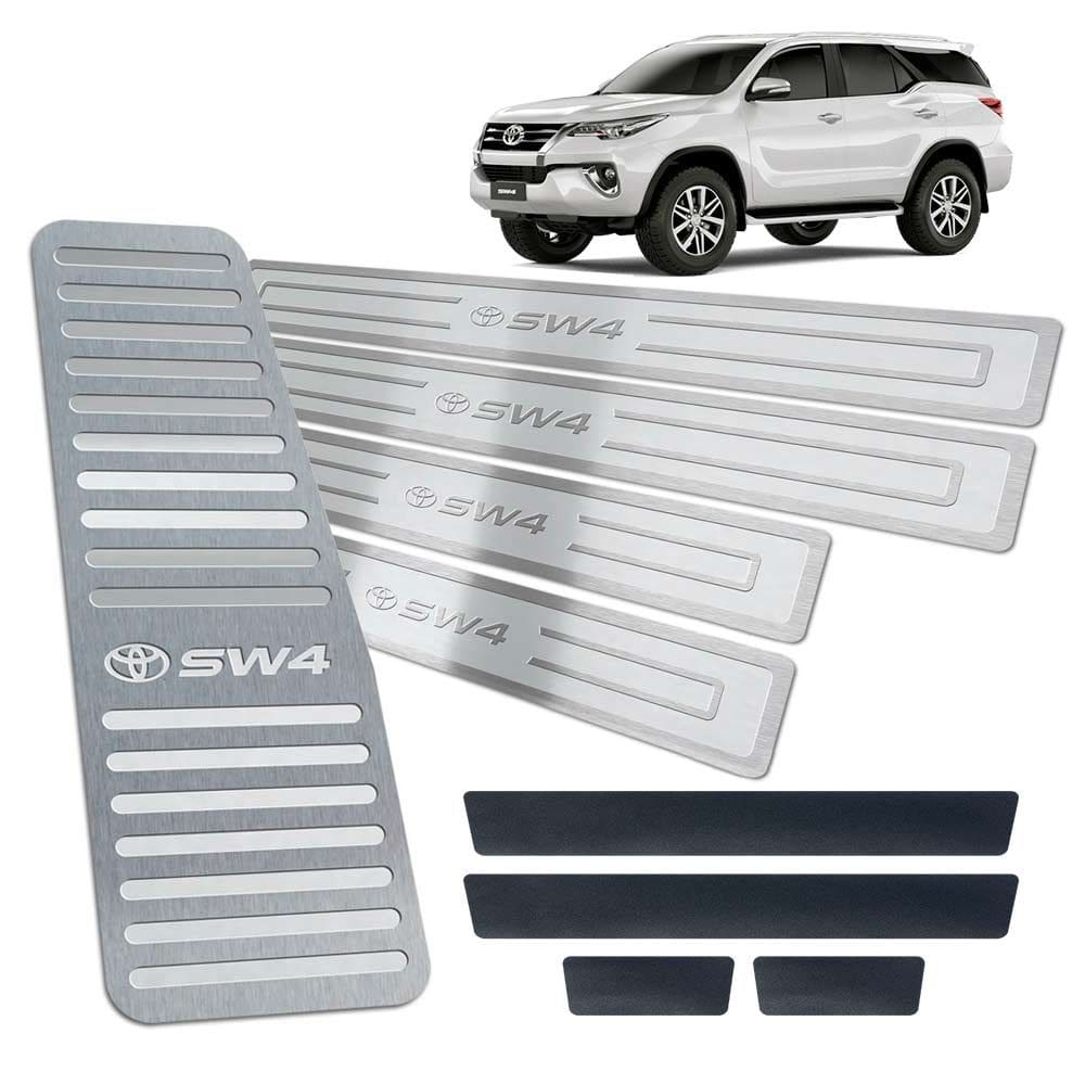 Soleiras + Vinil + Descanso Hilux Sw4 2016/2019 Prata Relevo