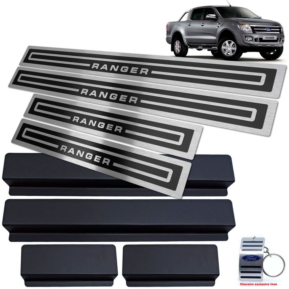 Soleira de Porta Ford Ranger 2013 A 2016 Preto Alto Relevo