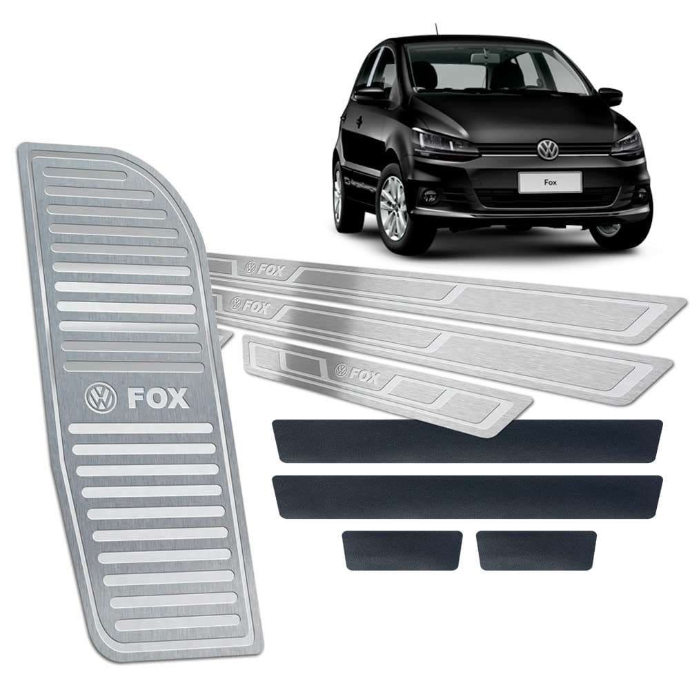 Soleiras Aço Inox + Vinil + Descanso Fox 2014/2020 Prata