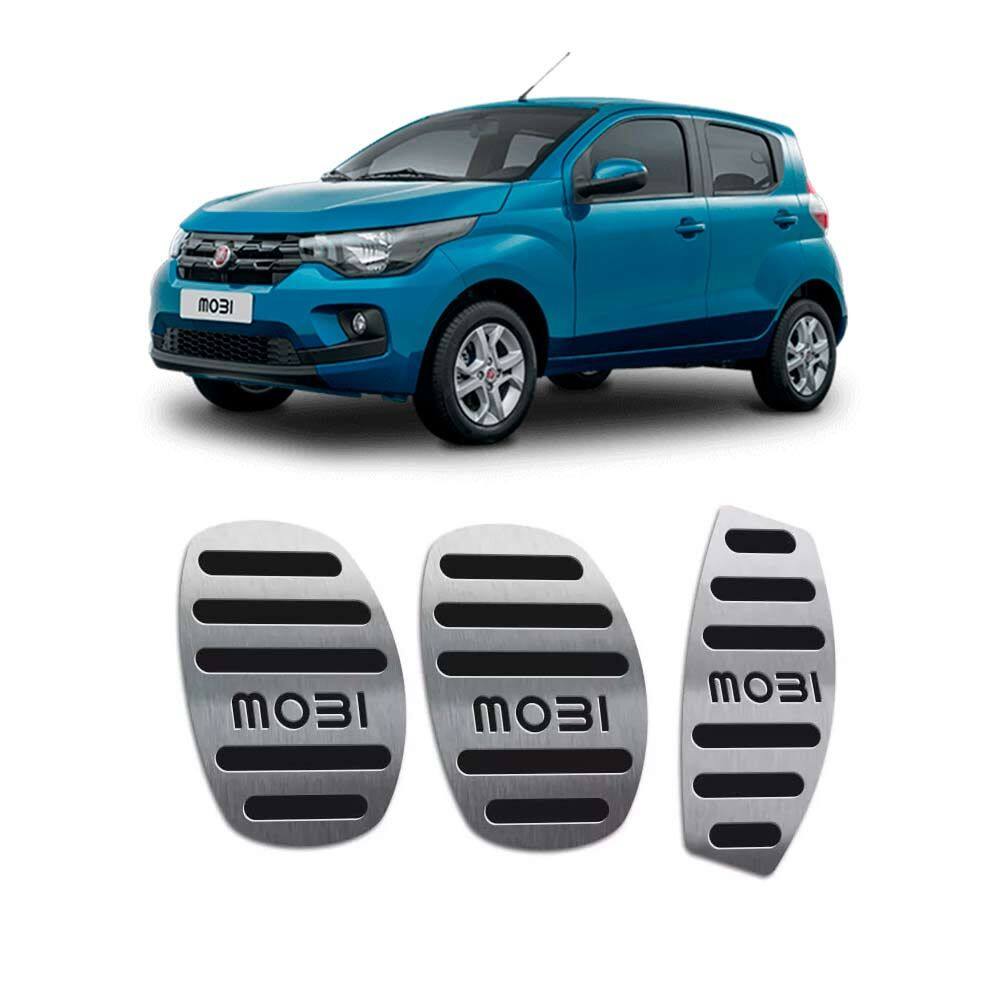 Pedaleira Manual Mobi 2017/2019 Em Aço Inox Preto