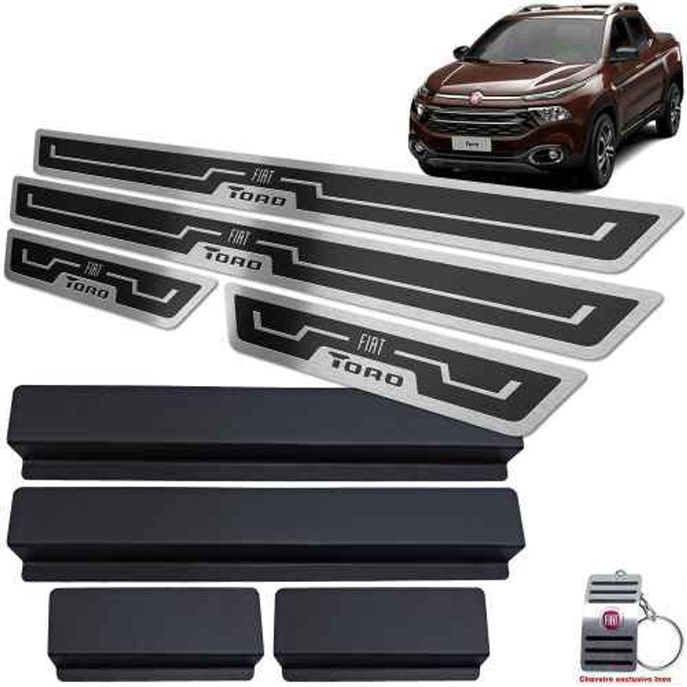 Soleiras Com Vinil Fiat Toro 2016 A 2021 Preto Alto Relevo