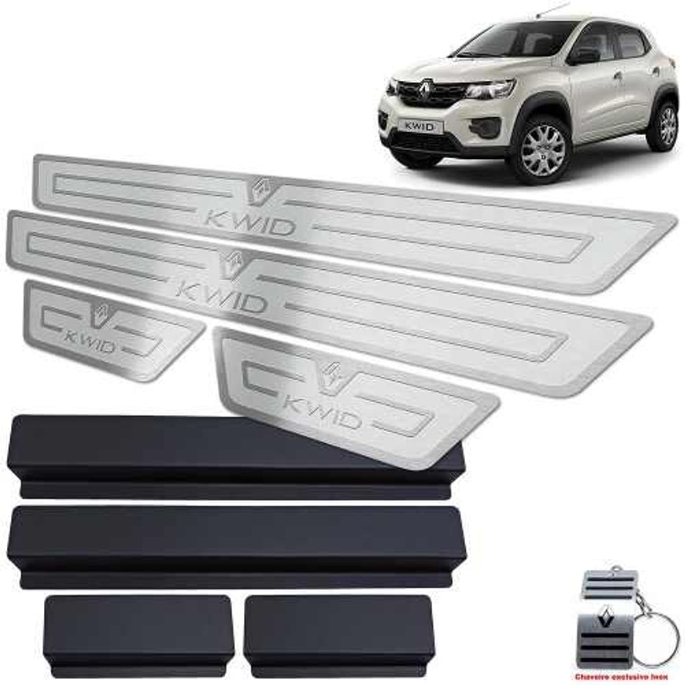 Soleira Kwid 2018/2020 + Vinil Prata Alto Relevo