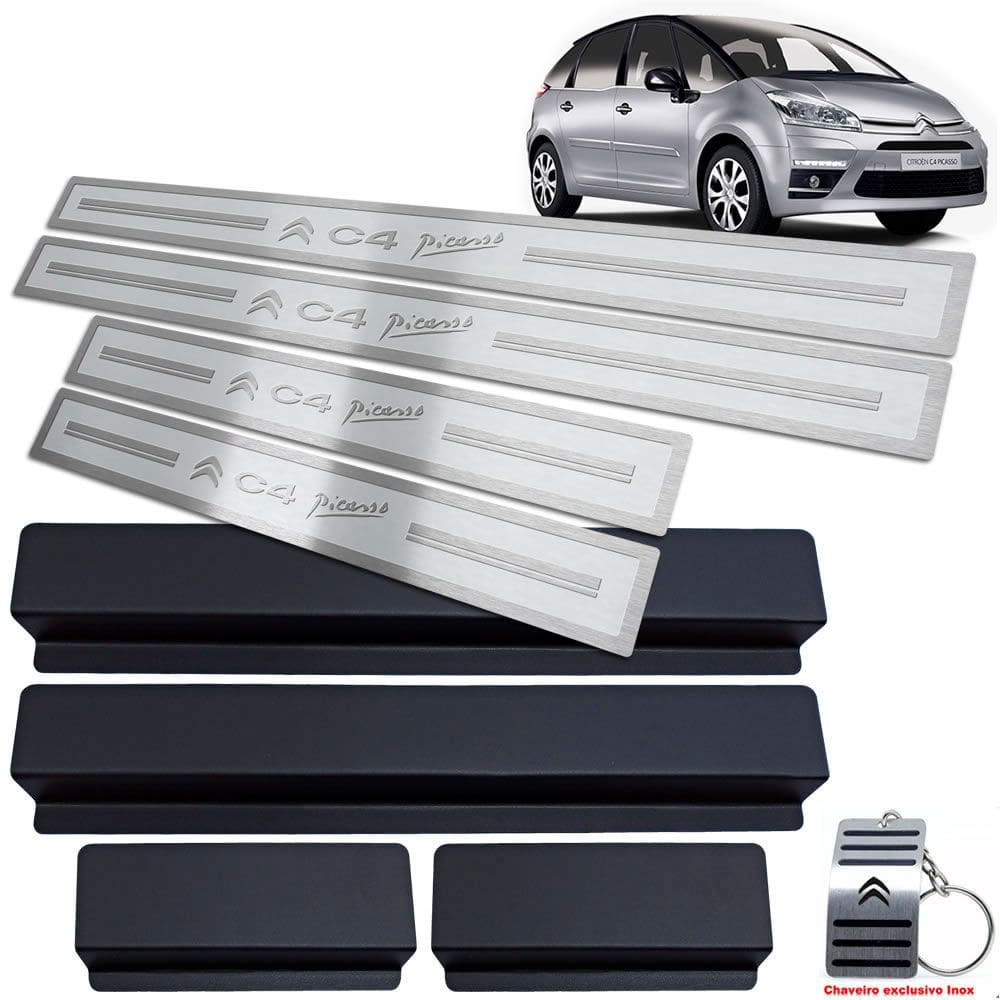 Soleira Citroen C4 Picasso 2008 A 2014 Prata Alto Relevo