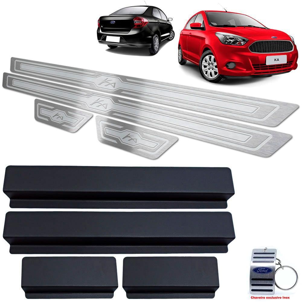 Soleiras + Vinil Alto Relevo Ford Ka 2014/2020 Prata