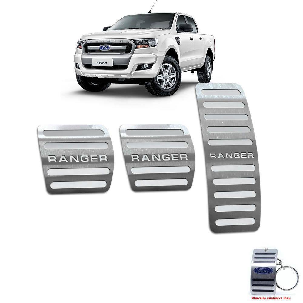 Pedaleira Manual Aço Inox Ford Ranger 2017 A 2020 Prata