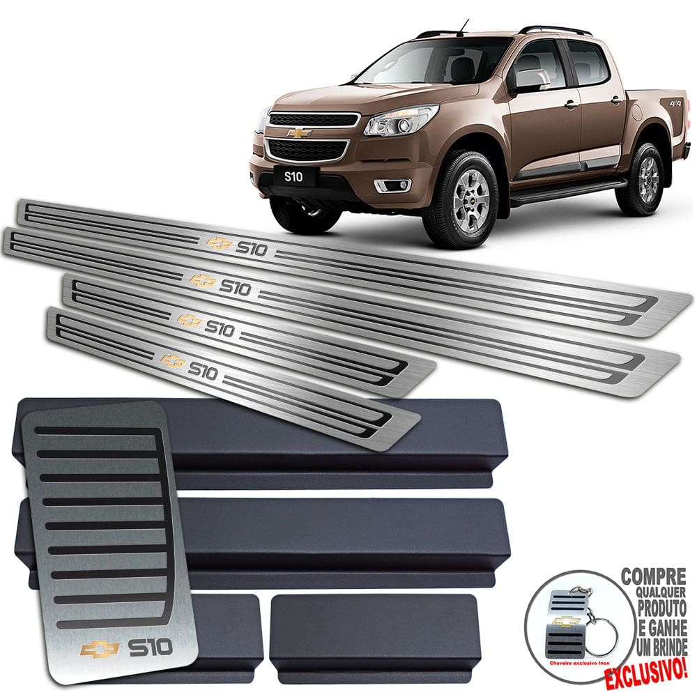 Descanso + Soleiras + Vinil Chevrolet S10 2012 / 2016 Preto
