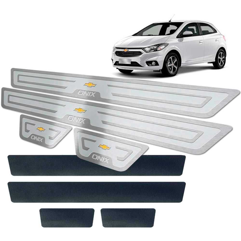 Soleiras + Vinil Alto Relevo Chevrolet Onix 2013/2019 Prata