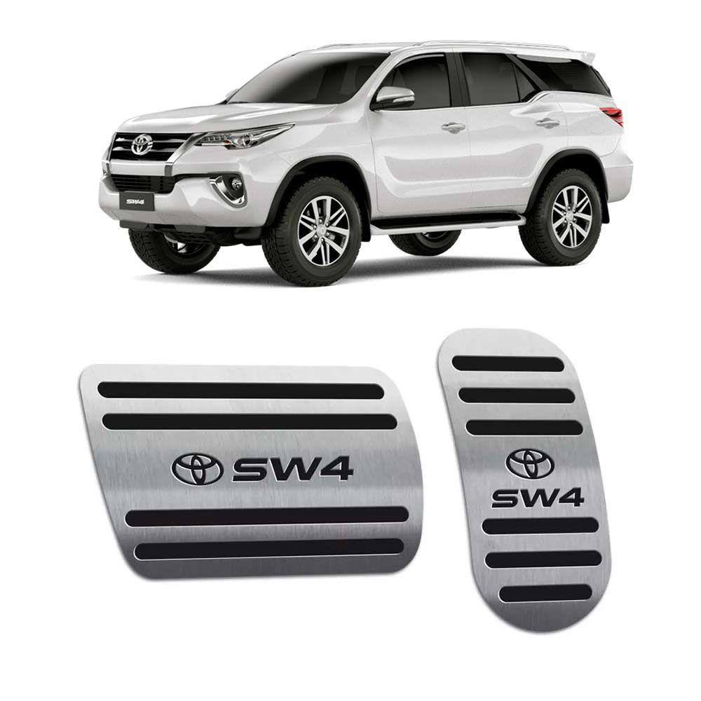 Pedaleiras Toyota Hilux Sw4 2016/2019 Em Aço Inox Preto