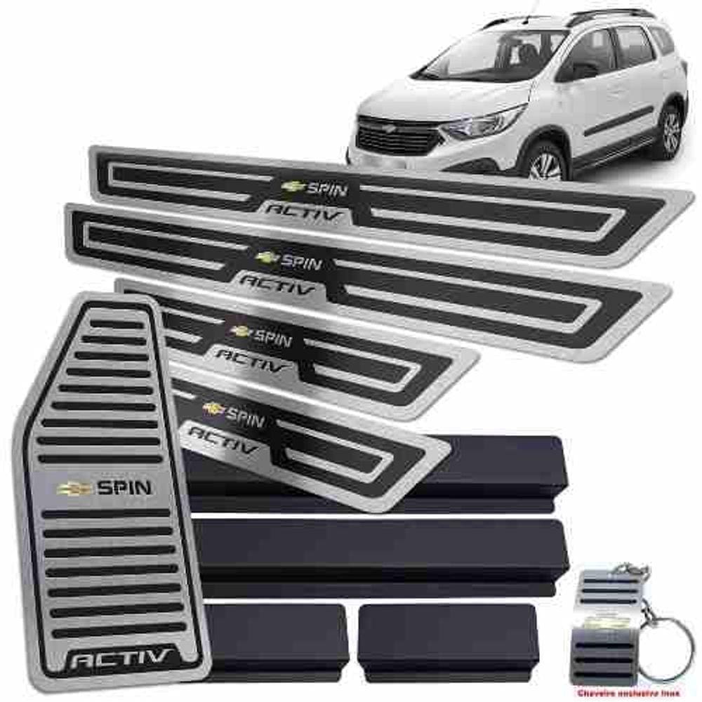 Descanso + Soleira Chevrolet Spin Activ Preto Alto Relevo