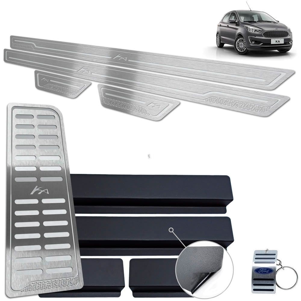 Descanso Soleira Inox Ford Ka Titanium Prata Baixo Relevo