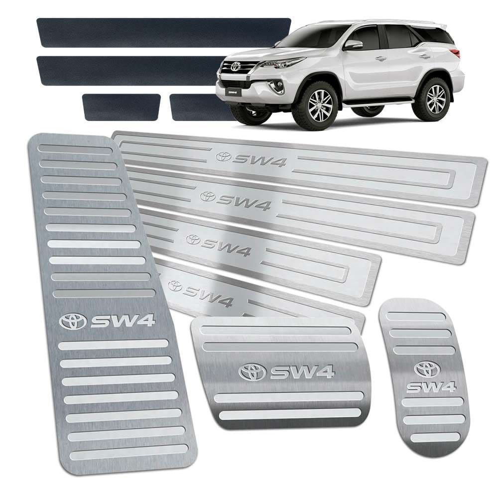 Pedaleira Descanso Soleira Hilux Sw4 2016/2019 Prata Relevo