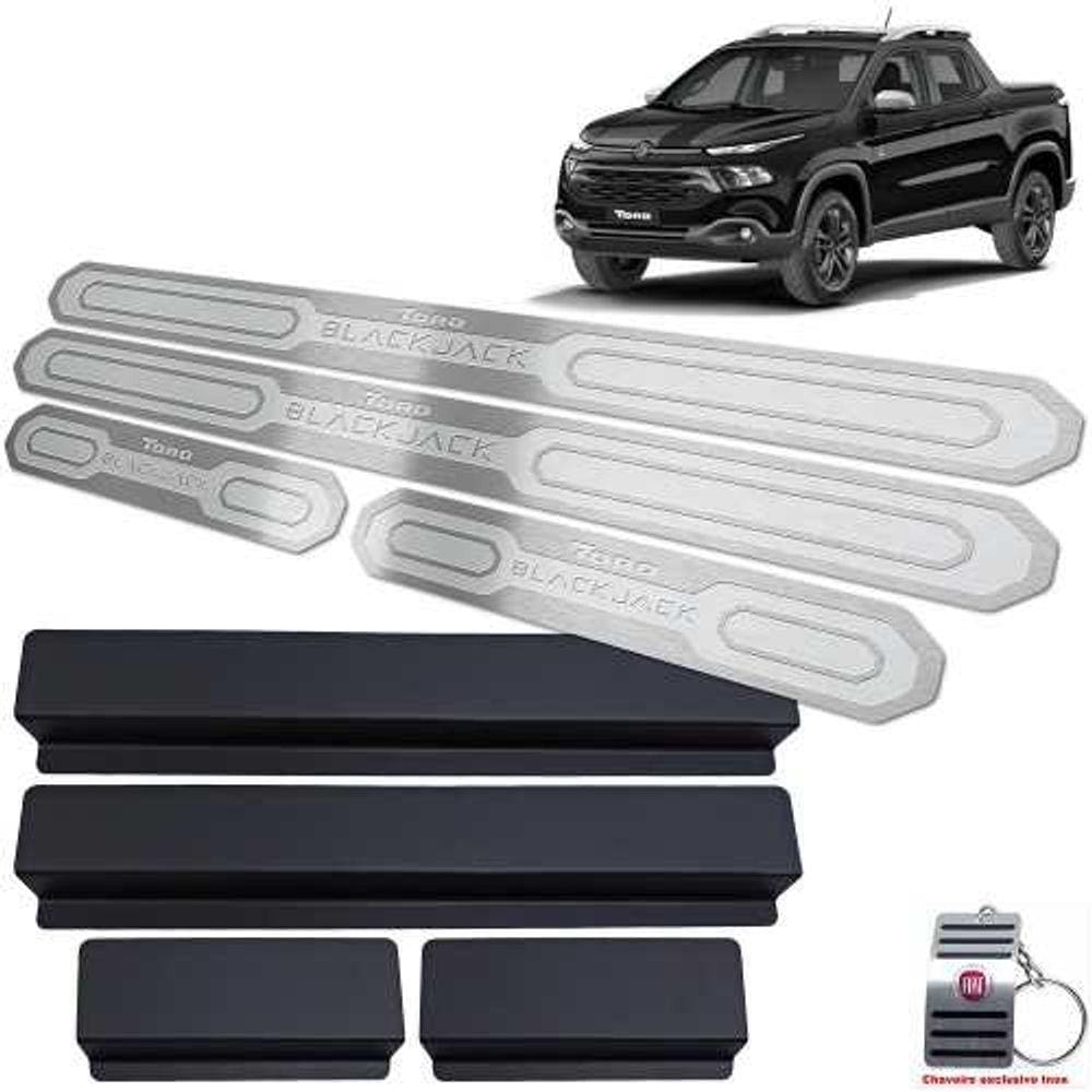 Soleiras Com Vinil Fiat Toro Blackjack Prata Alto Relevo