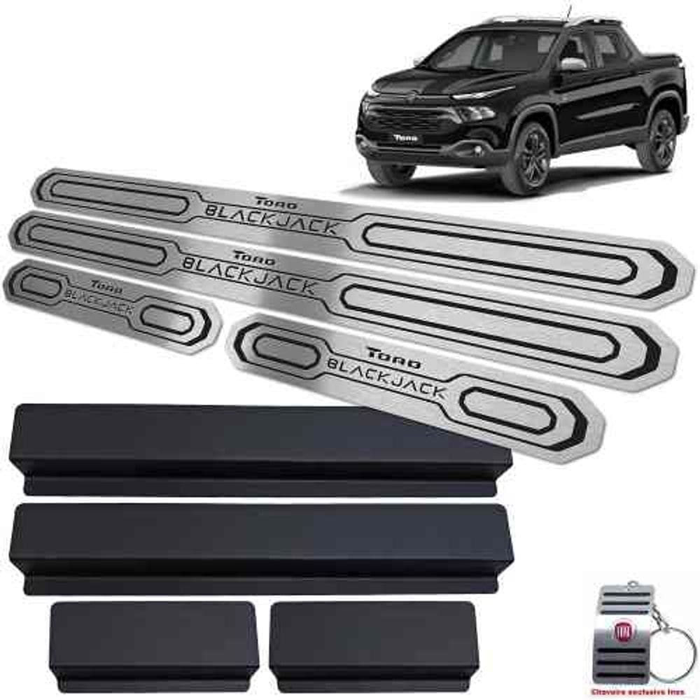 Soleiras Com Vinil Fiat Toro Blackjack Preto Baixo Relevo