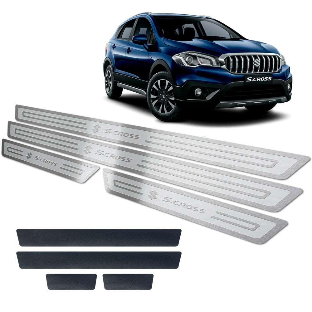 Soleiras Suzuki S-cross 2017/2019 + Vinil Prata Relevo
