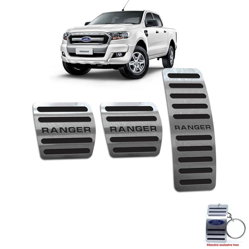 Pedaleira Manual Aço Inox Ford Ranger 2017 A 2020 Preto