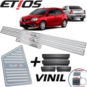 Soleiras + Descanso Toyota Etios 13 a 19 Prata Alto Relevo
