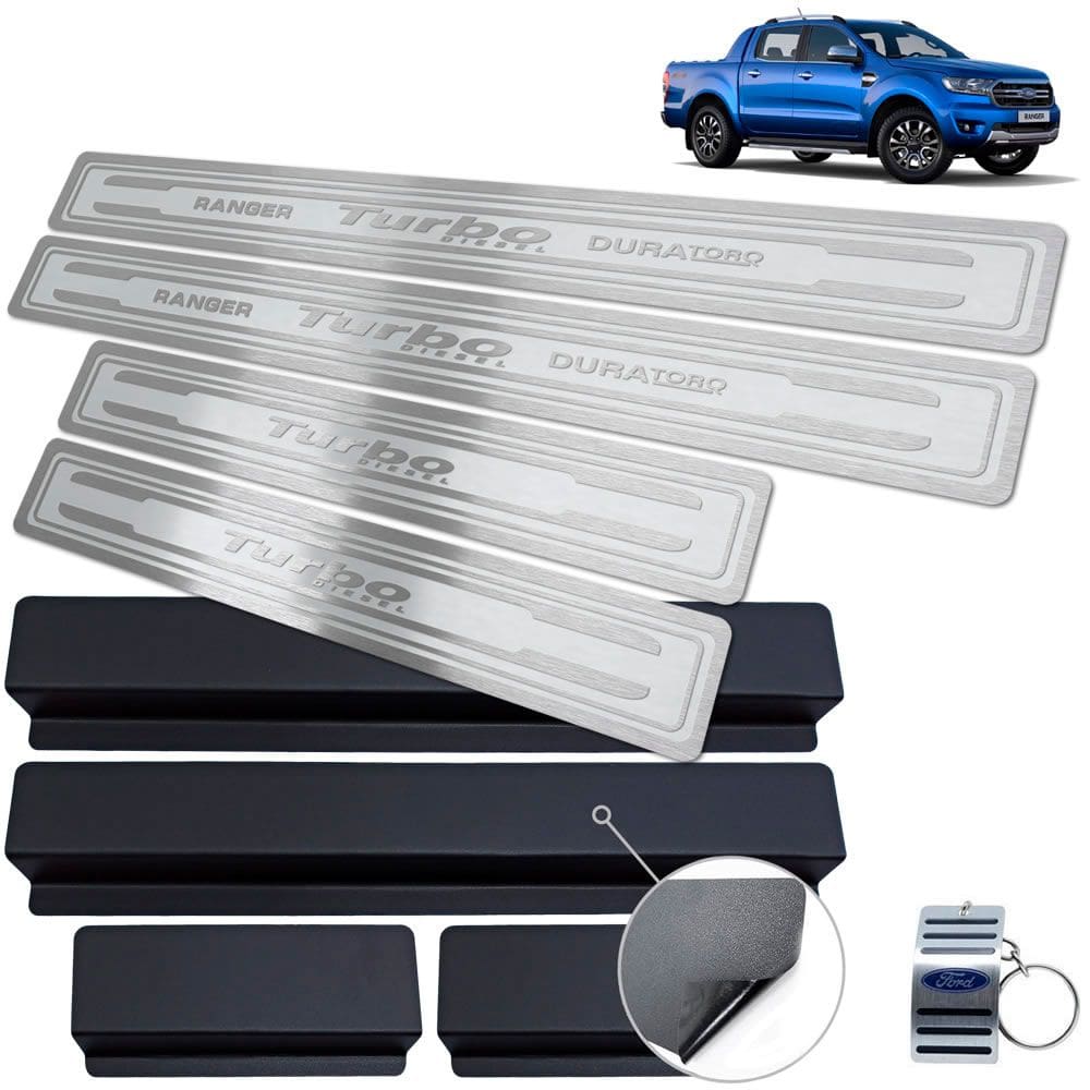 Soleira Ford Ranger Turbo 2017 A 2020 Prata Alto Relevo