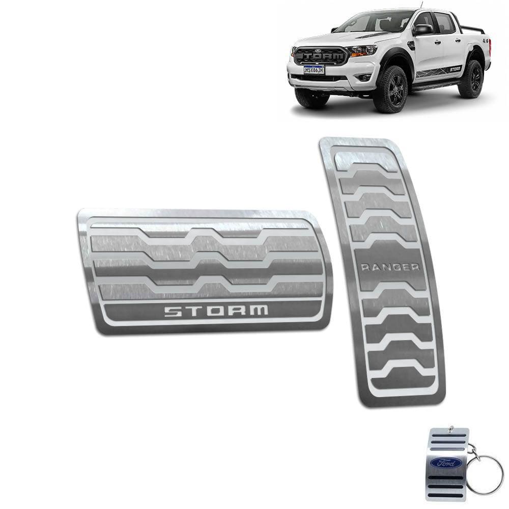 Pedaleira Automático Aço Inox Ford Ranger Storm Prata