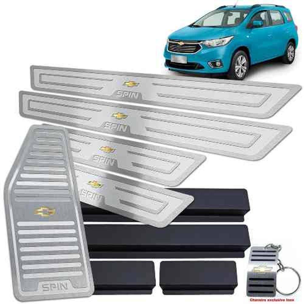 Descanso + Soleira Vinil Chevrolet Spin Prata Alto Relevo
