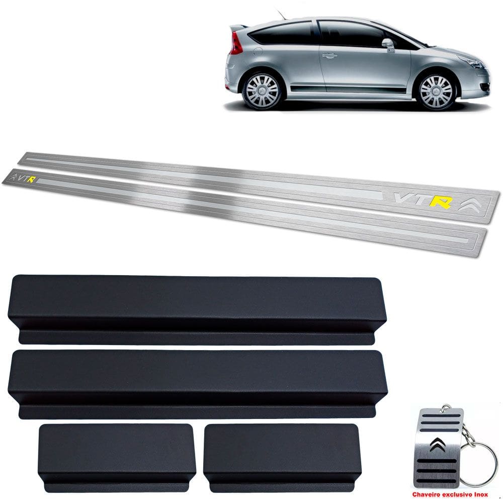 Soleira Em Aço Inox Citroen C4 Vtr 2005 A 2010 Prata