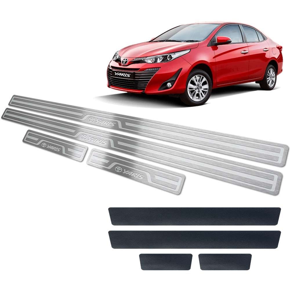 Soleiras Baixo Relevo Toyota Yaris 2018 2019 + Vinil Prata