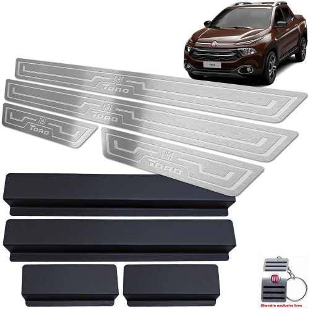 Soleiras Com Vinil Fiat Toro 2016 A 2021 Prata Baixo Relevo