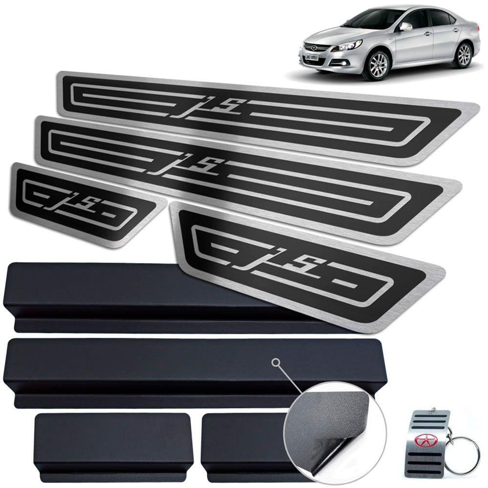 Soleira Aço Inox Jac J5 2011 A 2016 Preto Alto Relevo