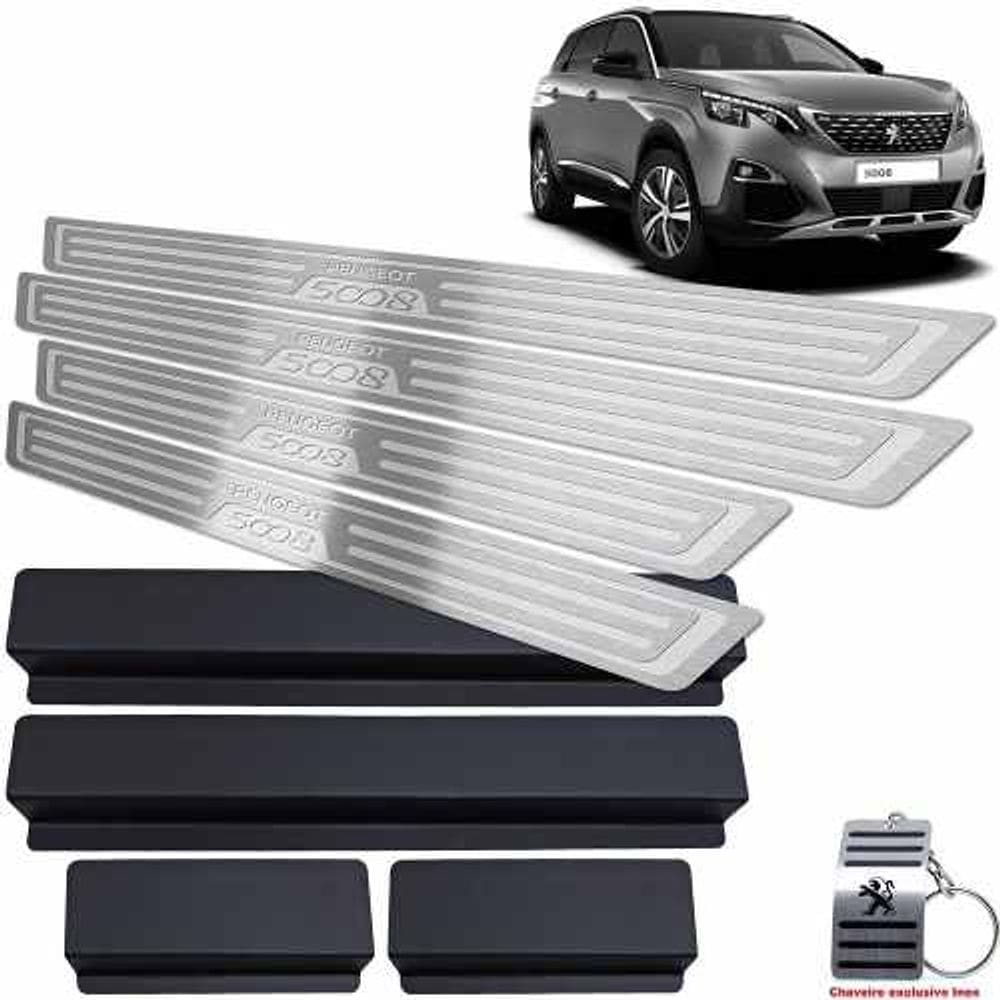 Soleiras Com Vinil Peugeot 5008 Prata Baixo Relevo