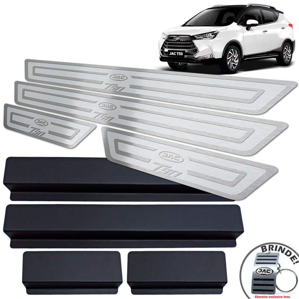 Soleira De Porta Em Aço Inox Jac T50 Prata Alto Relevo