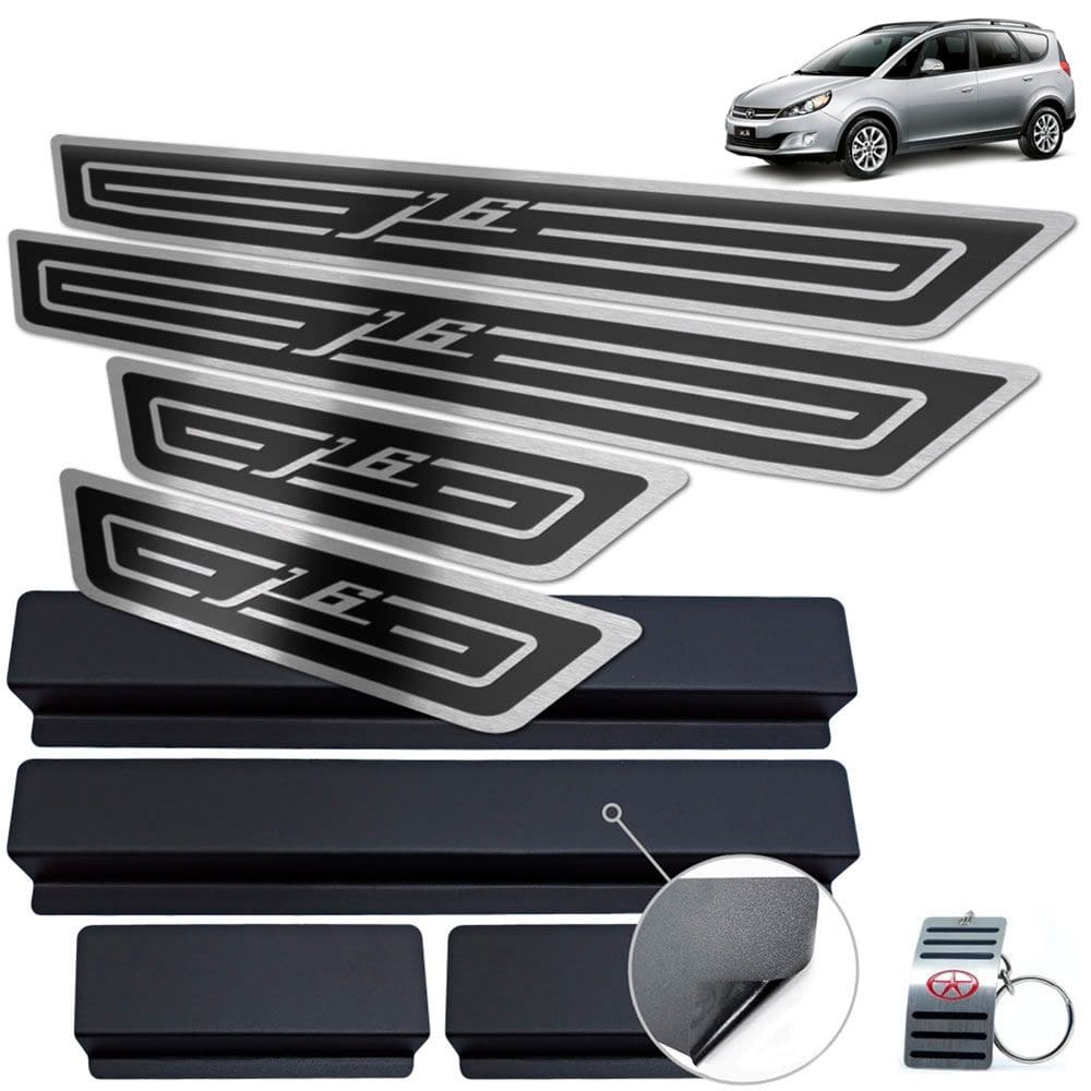 Soleira Aço Inox Jac J6 2011 A 2016 Preto Alto Relevo