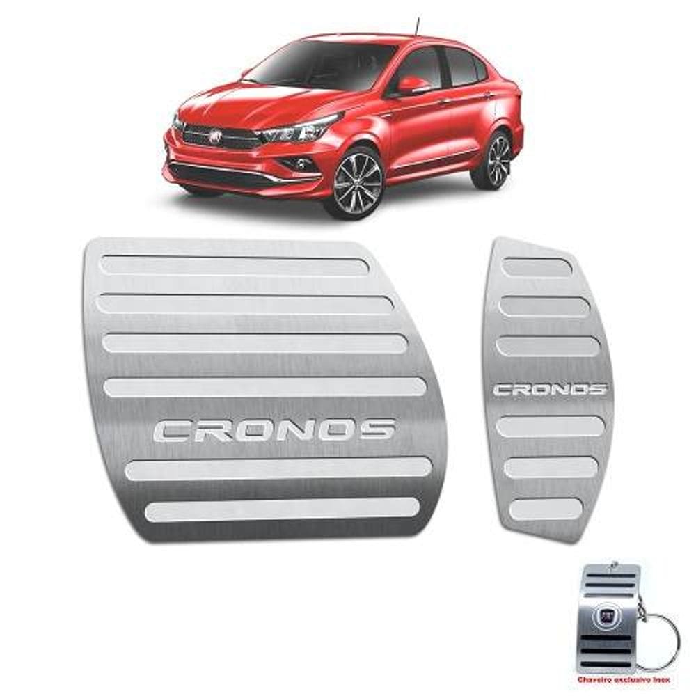 Pedaleiras Fiat Cronos Automático Em Aço Inox Prata