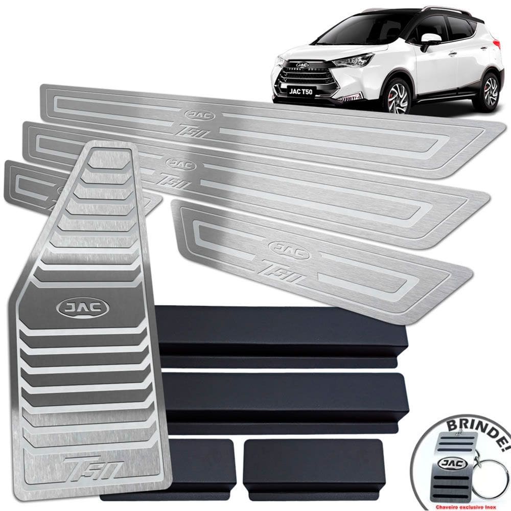 Descanso + Soleira Aço Inox Jac T50 Prata Baixo Relevo