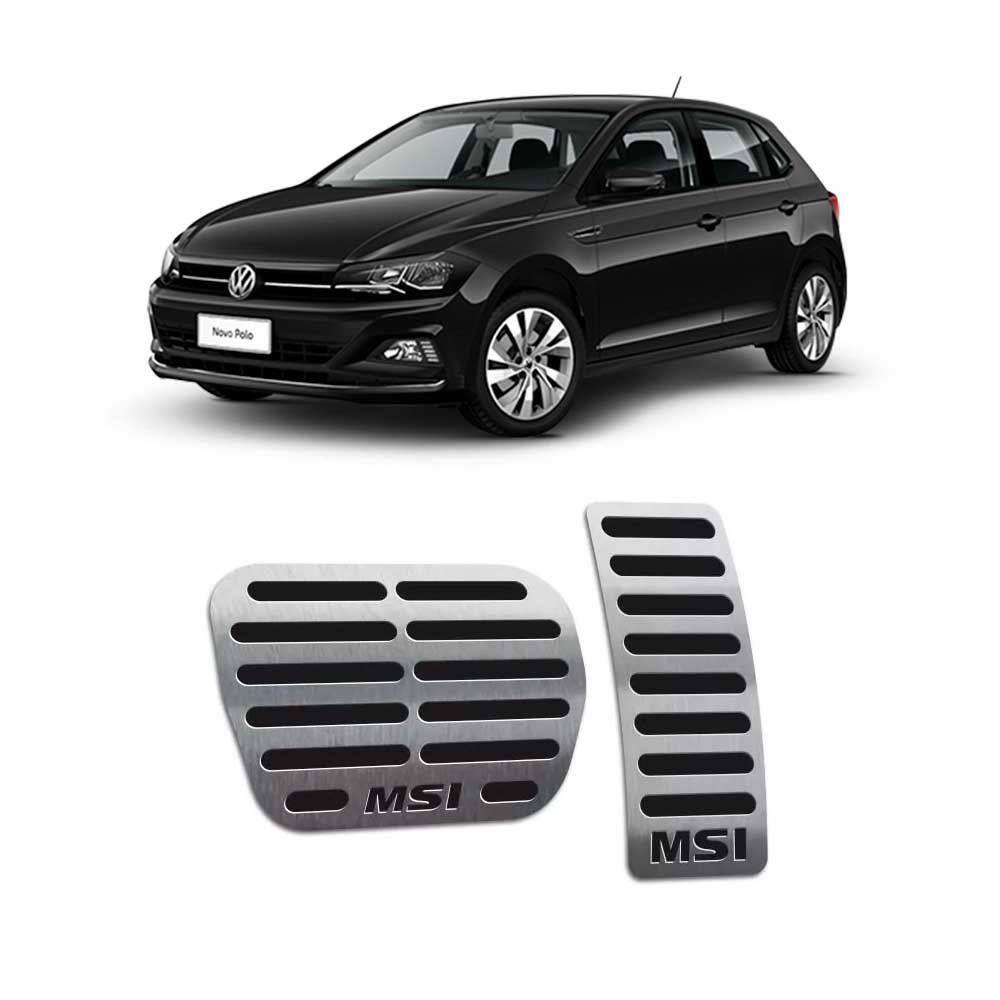 Pedaleiras Em Aço Inox Polo Msi 2018 2019 Automático Preto