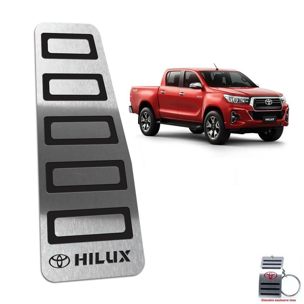 Descanso De Pé Em Aço Inox Hilux 2016 A 2019 Preto
