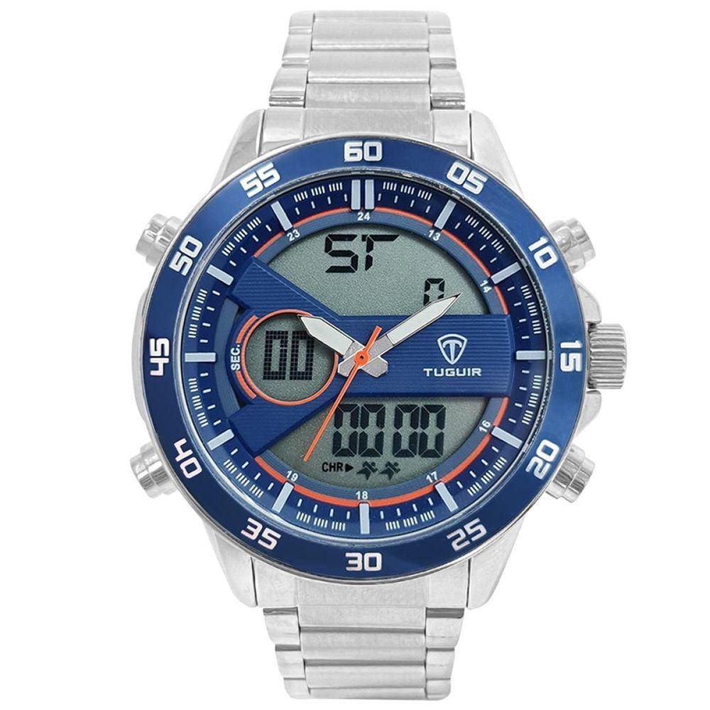 Relógio Masculino Tuguir AnaDigi TG1161 Prata e Azul 5 ATM