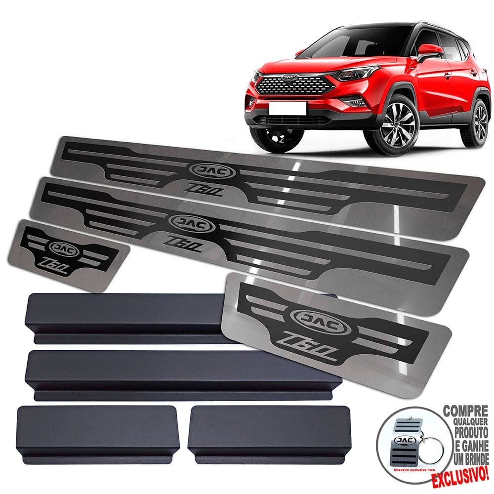 Soleira De Porta Em Aço Inox Jac T60 Preto Alto Relevo