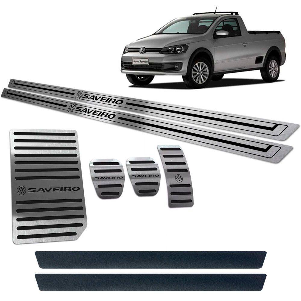 Soleira Pedaleira Descanso Vw Saveiro G6 Preto + Vinil