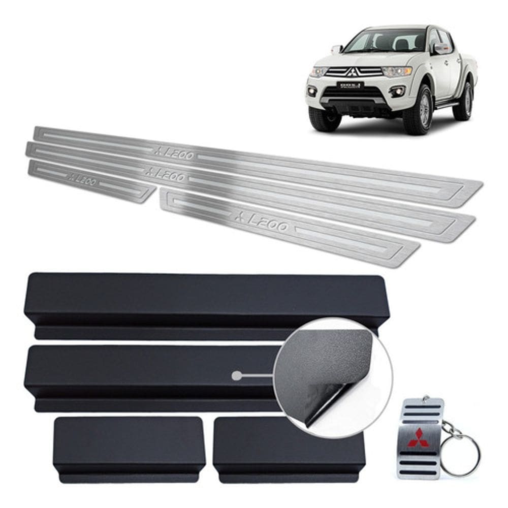 Soleiras Mitsubishi L200 Triton 2008/2017 Prata Baixo Relevo