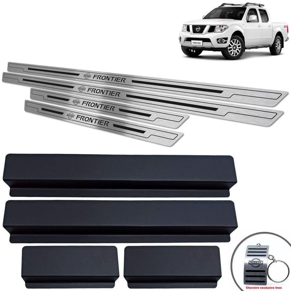 Soleira Nissan Frontier 2005/2017 Preto Baixo Relevo + Vinil