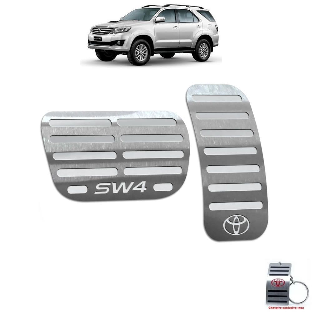 Pedaleira Automático Em Aço Inox Hilux Sw4 2012 A 2015 Prata