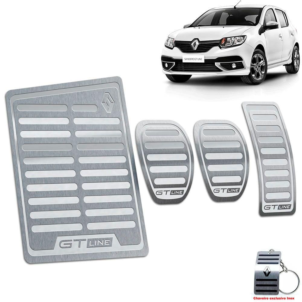Descanso + Pedaleiras Sandero Gt Line 2014 a 2022 Prata