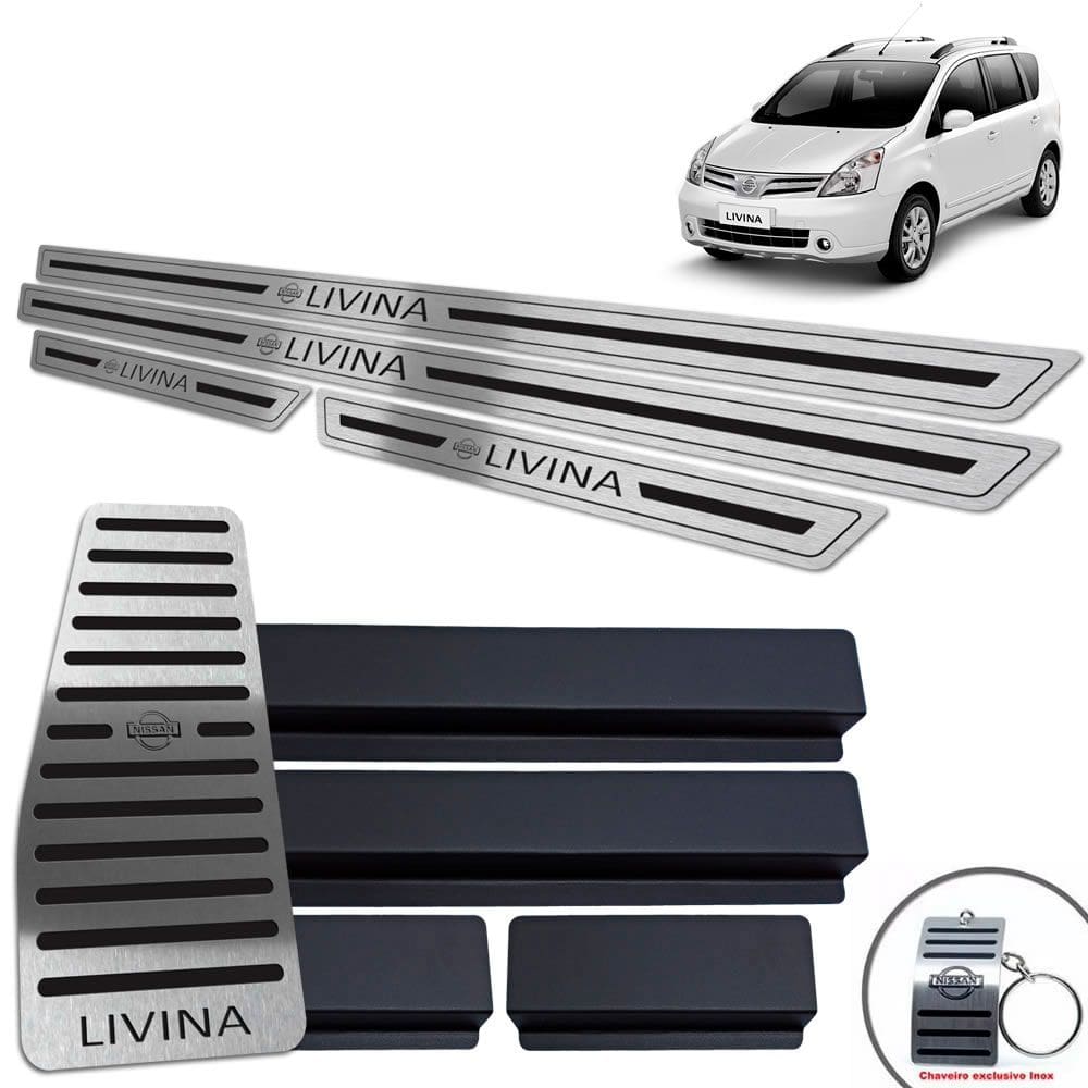 Soleira Com Descanso Livina 2010/2014 Preto Baixo Relevo