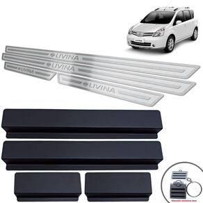 Soleiras Nissan Livina 2010/2014 Prata Alto Relevo