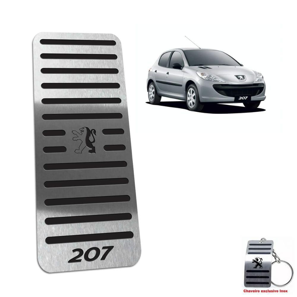 Descanso De Pé Em Aço Inox Peugeot 207 2009 A 2015 Preto