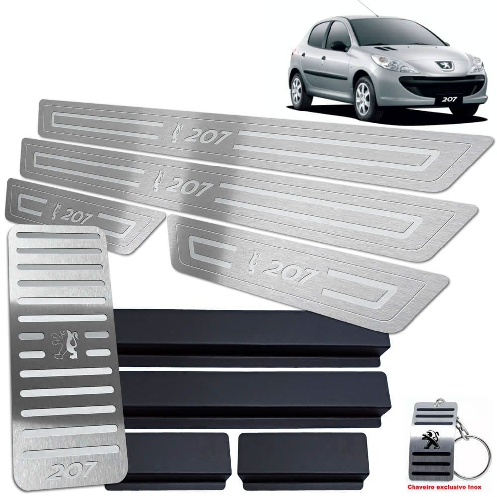 Soleira + Descanso Peugeot 207 2009 A 2015 Prata Baixo R.