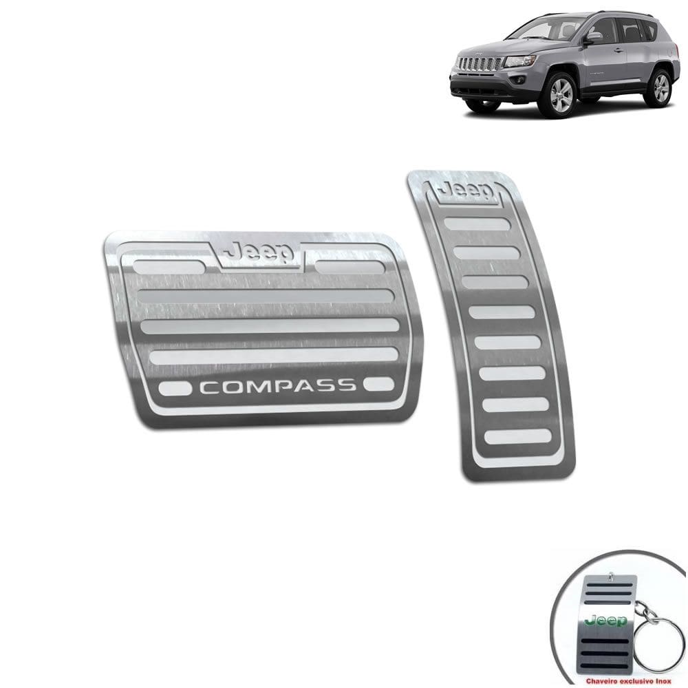 Pedaleira Automático Aço Inox Jeep Compass 2012 A 2015 Prata