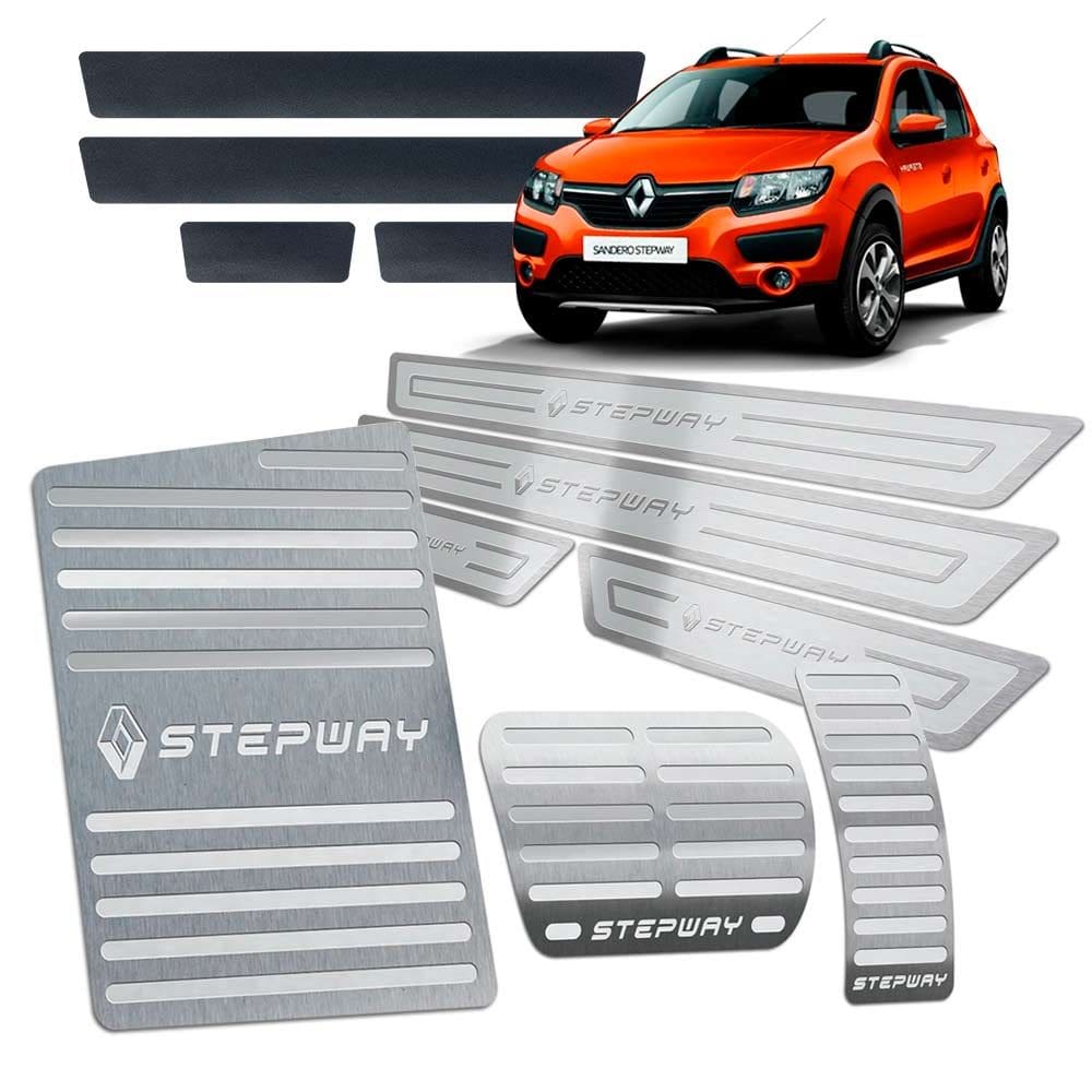Pedaleira Descanso Soleira Sandero Stepway 2014/19 Aut Prata