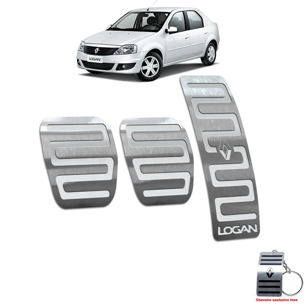 Pedaleiras Em Aço Inox Renault Logan 2011 A 2013 Prata