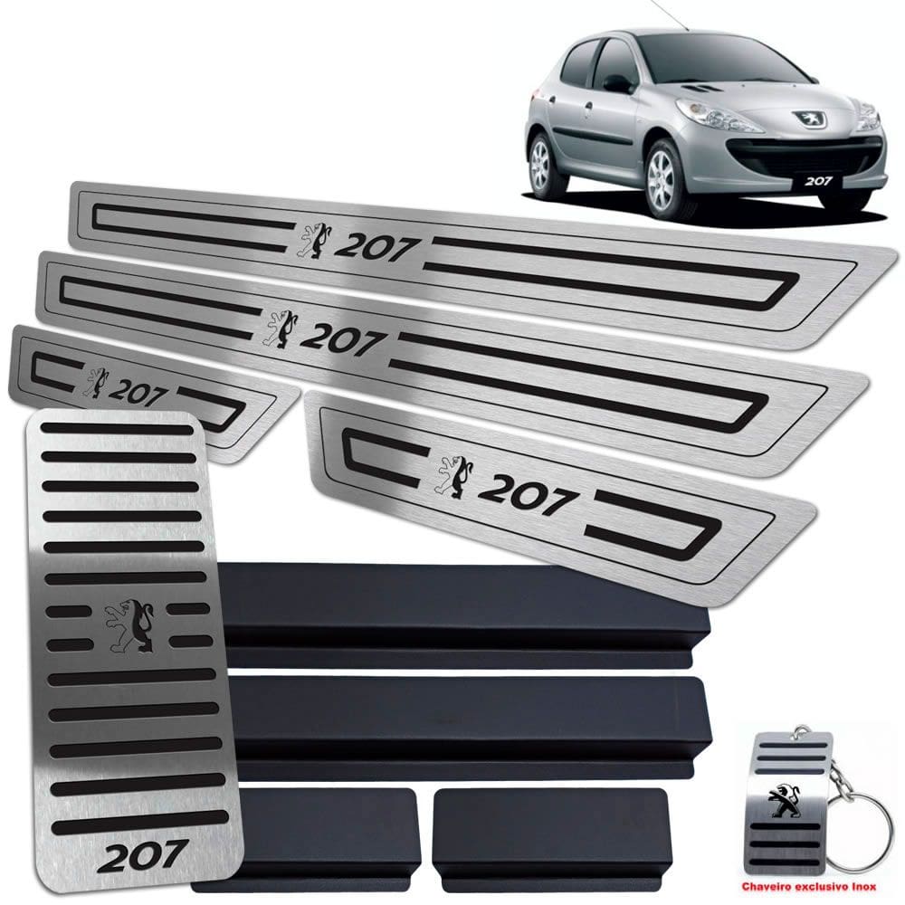 Soleira + Descanso Peugeot 207 2009 A 2015 Preto Baixo R.