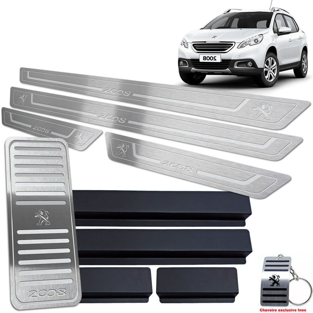Soleira + Descanso Peugeot 2008 2015/2019 Prata Baixo Relevo